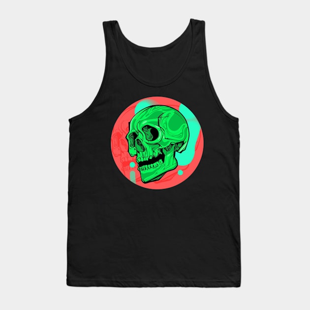 Green Neon Skull Tank Top by DashaSliva